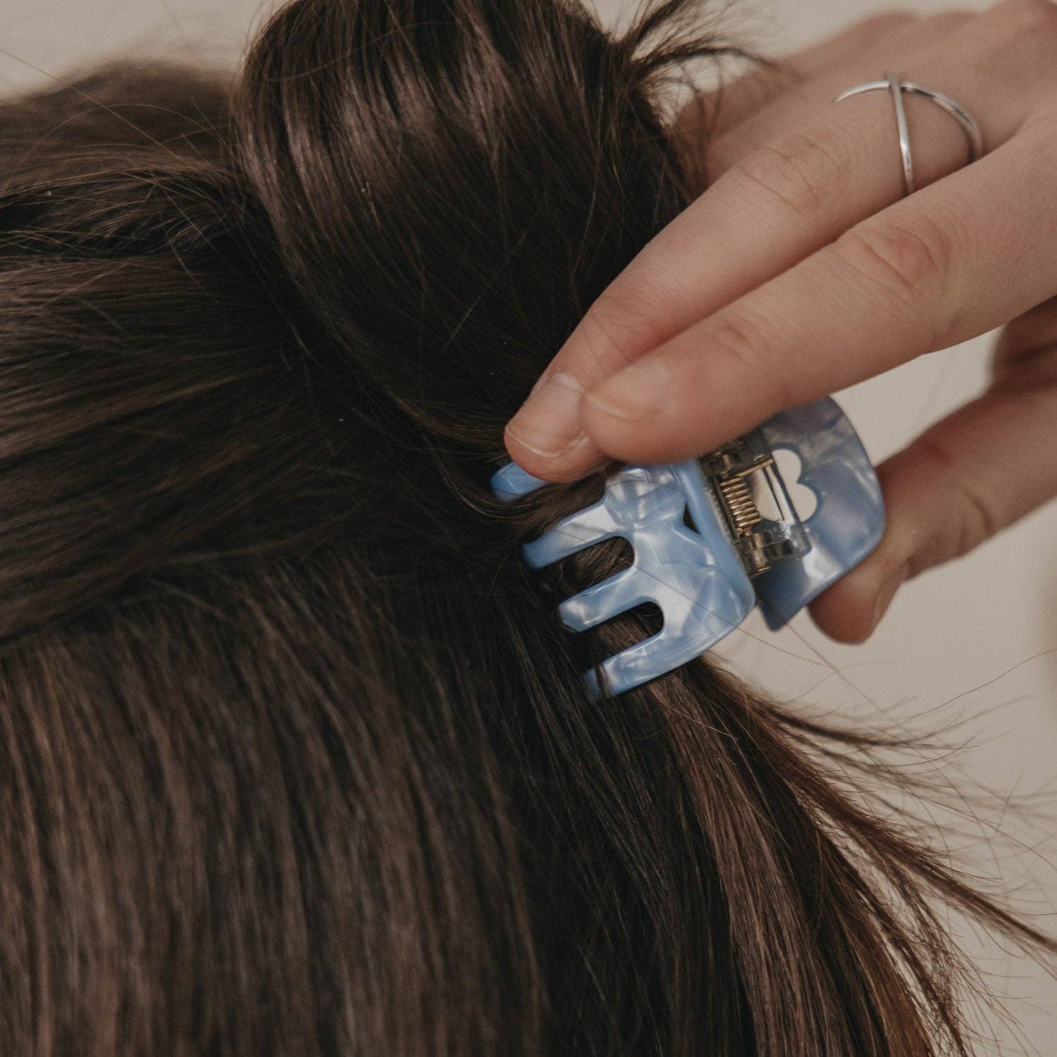 Haarspange klein Herz Sky