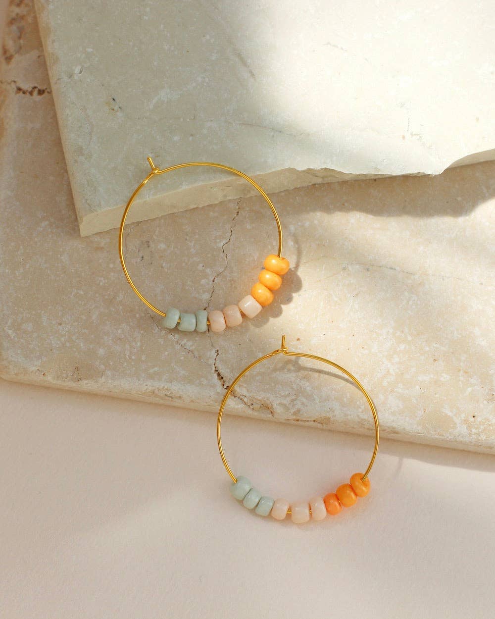 Creolen - Hoops FILIPPA - Peach (orange, creme, blau)