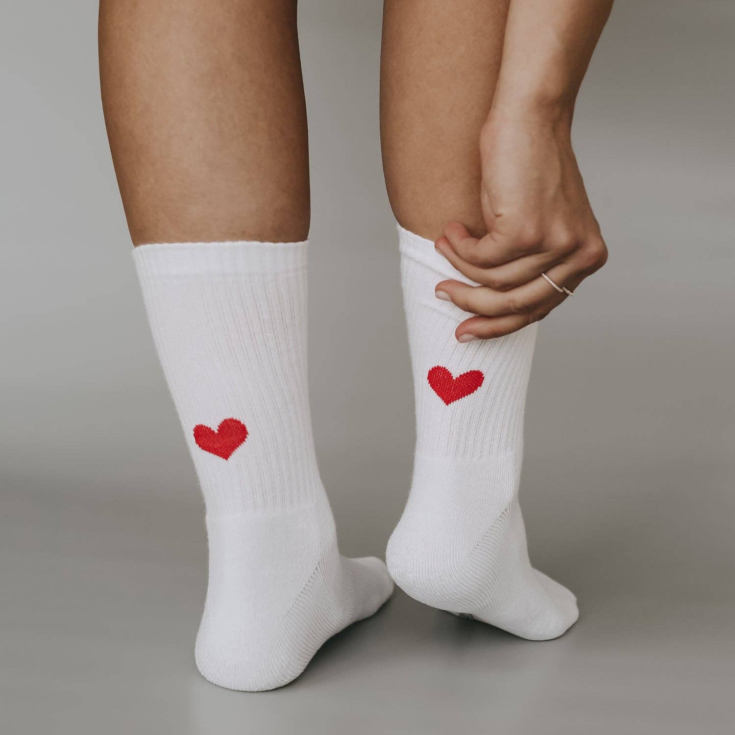Socken weiß Herz rot S (35 - 38)
