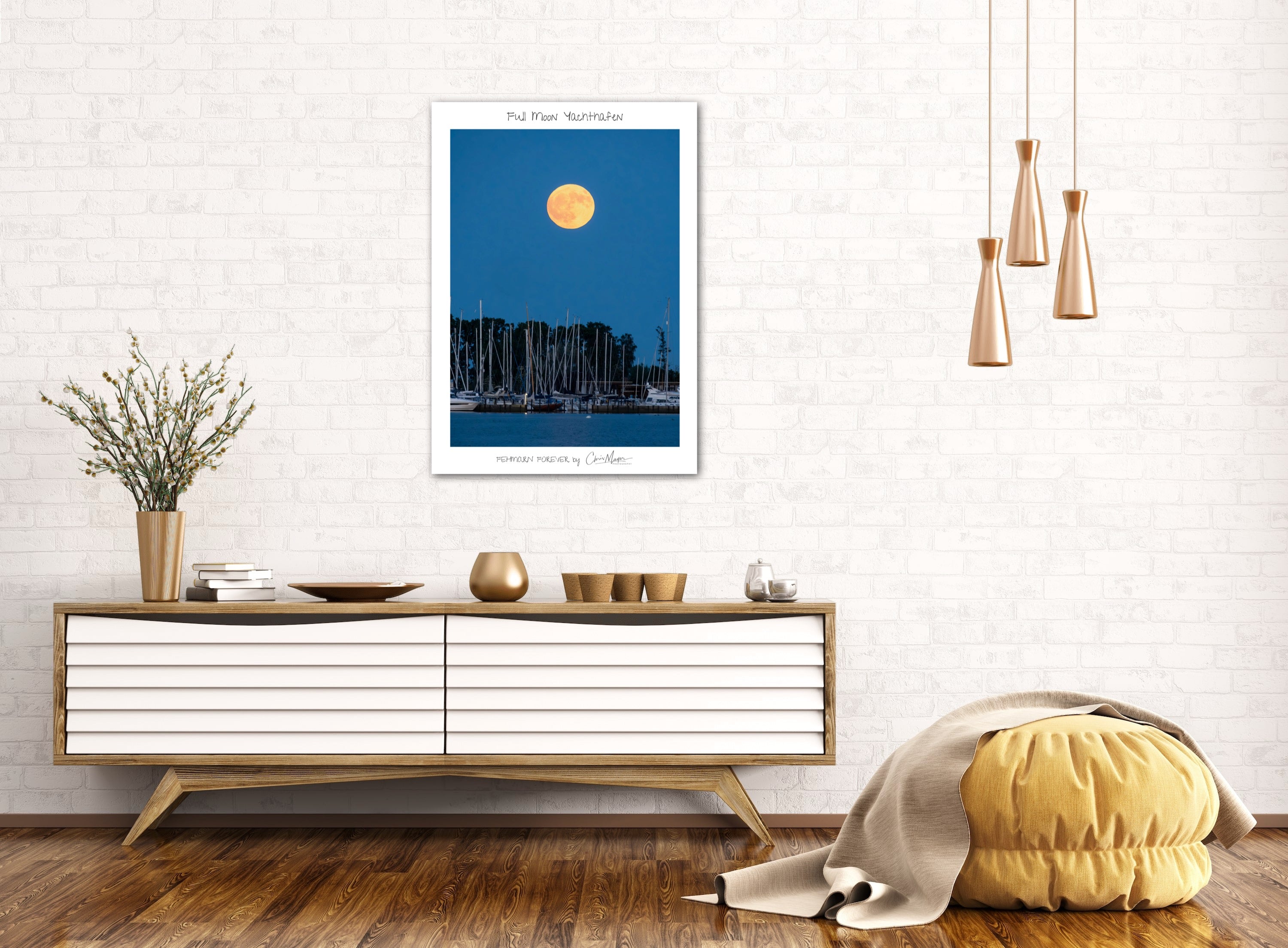 Full Moon Yachthafen - Poster - FF, Hochformat