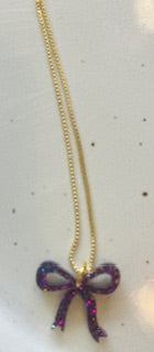 Halskette gold, Schleife, verschiedene Farben