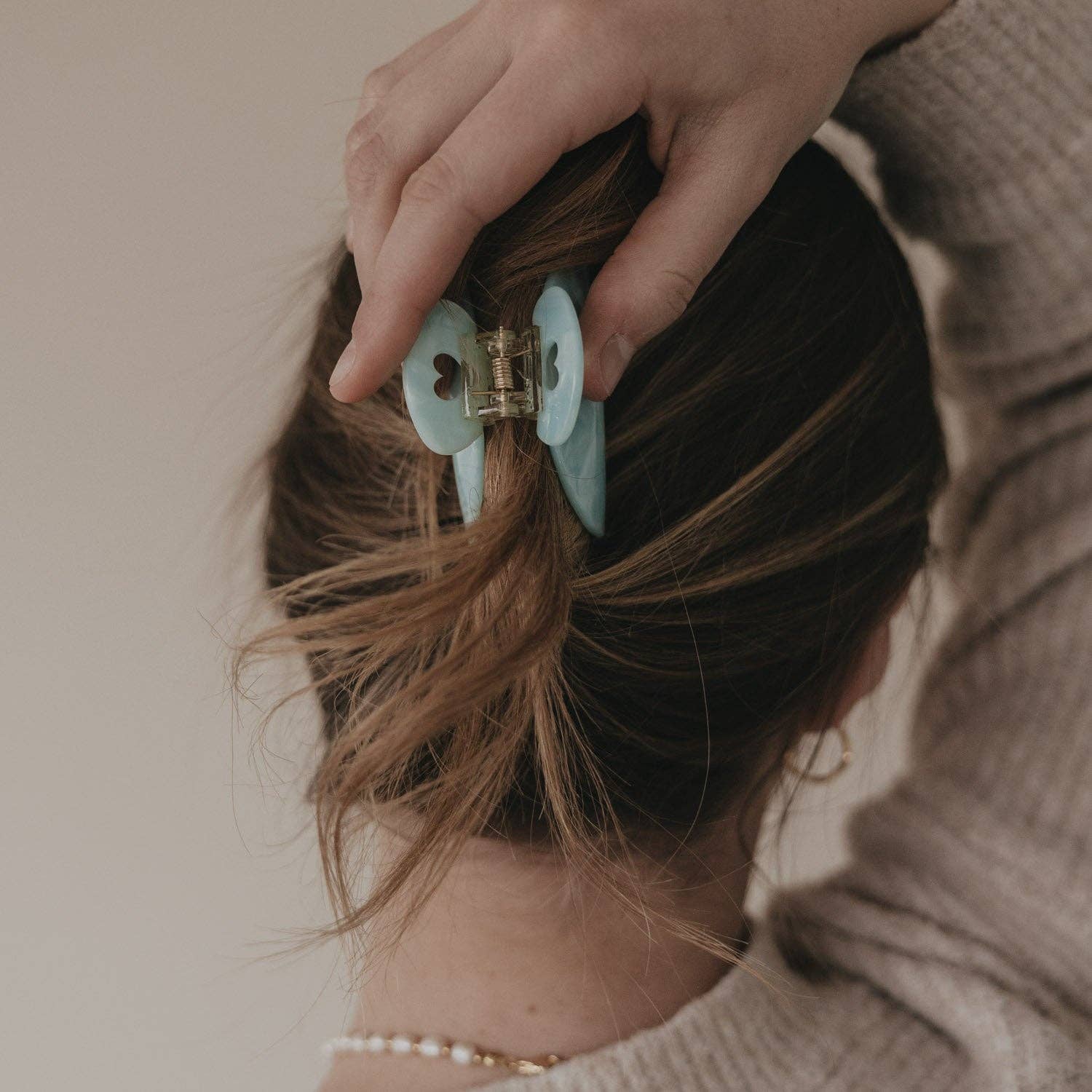Haarspange groß Herz Mint