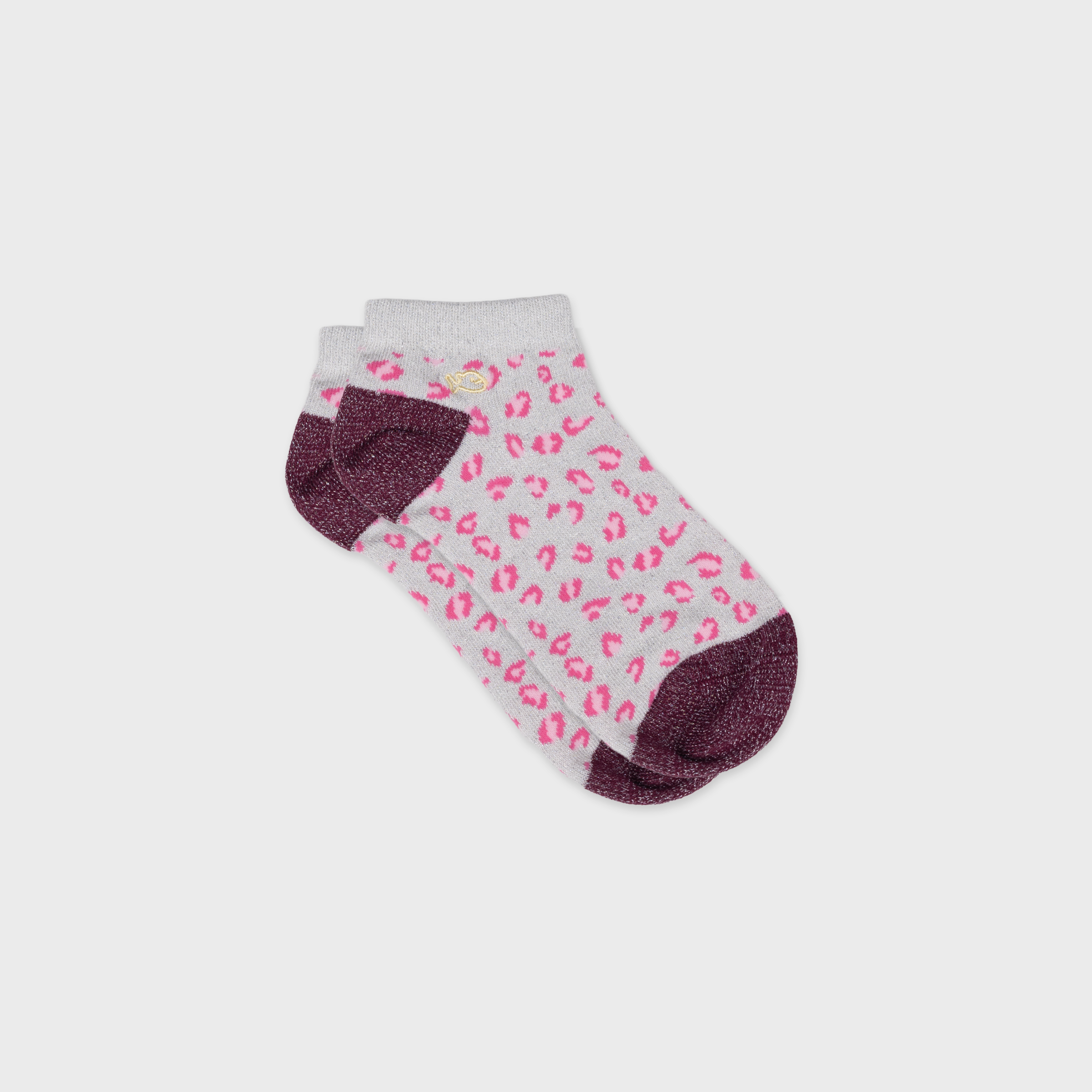 Socken, glitzernd - Leopardenmuster pink / lila