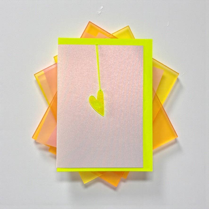 Häng mich glücklich * Herz neon gelb