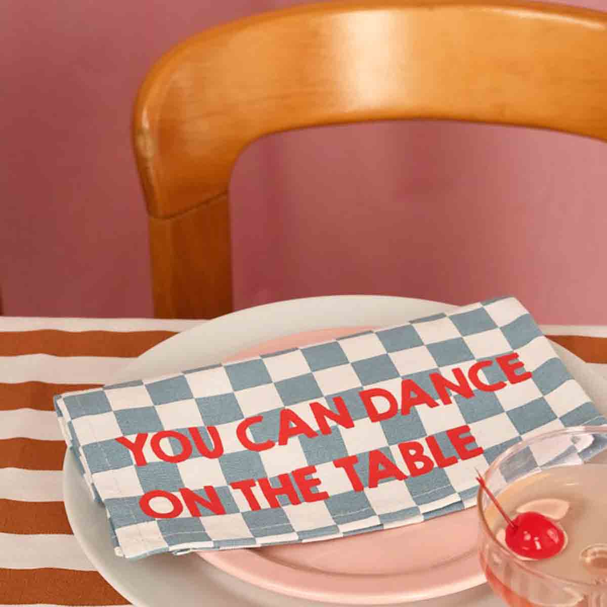 Serviette, blau-weiss kariert