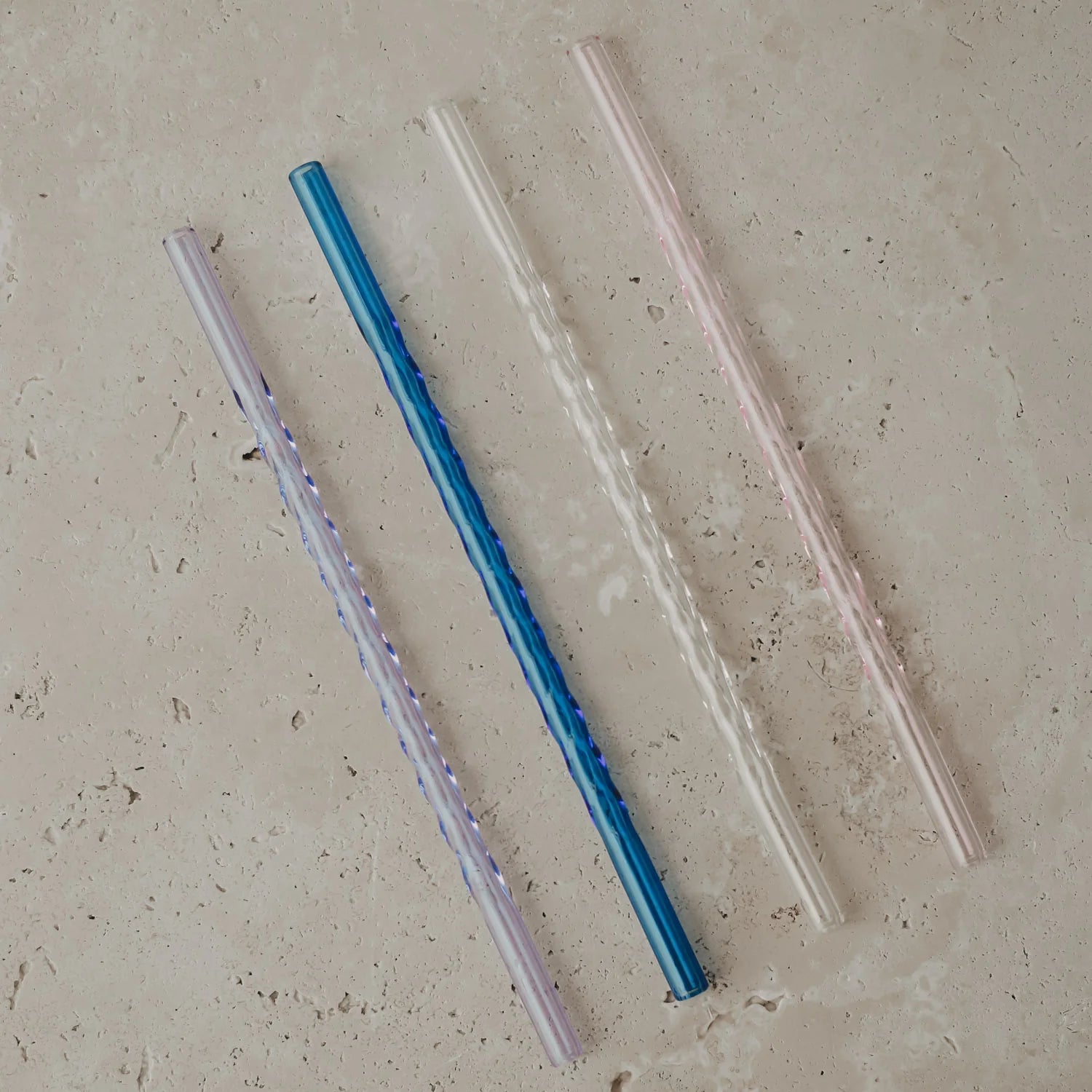 Strohhalme aus Glas & geknickt, 4er Set grün