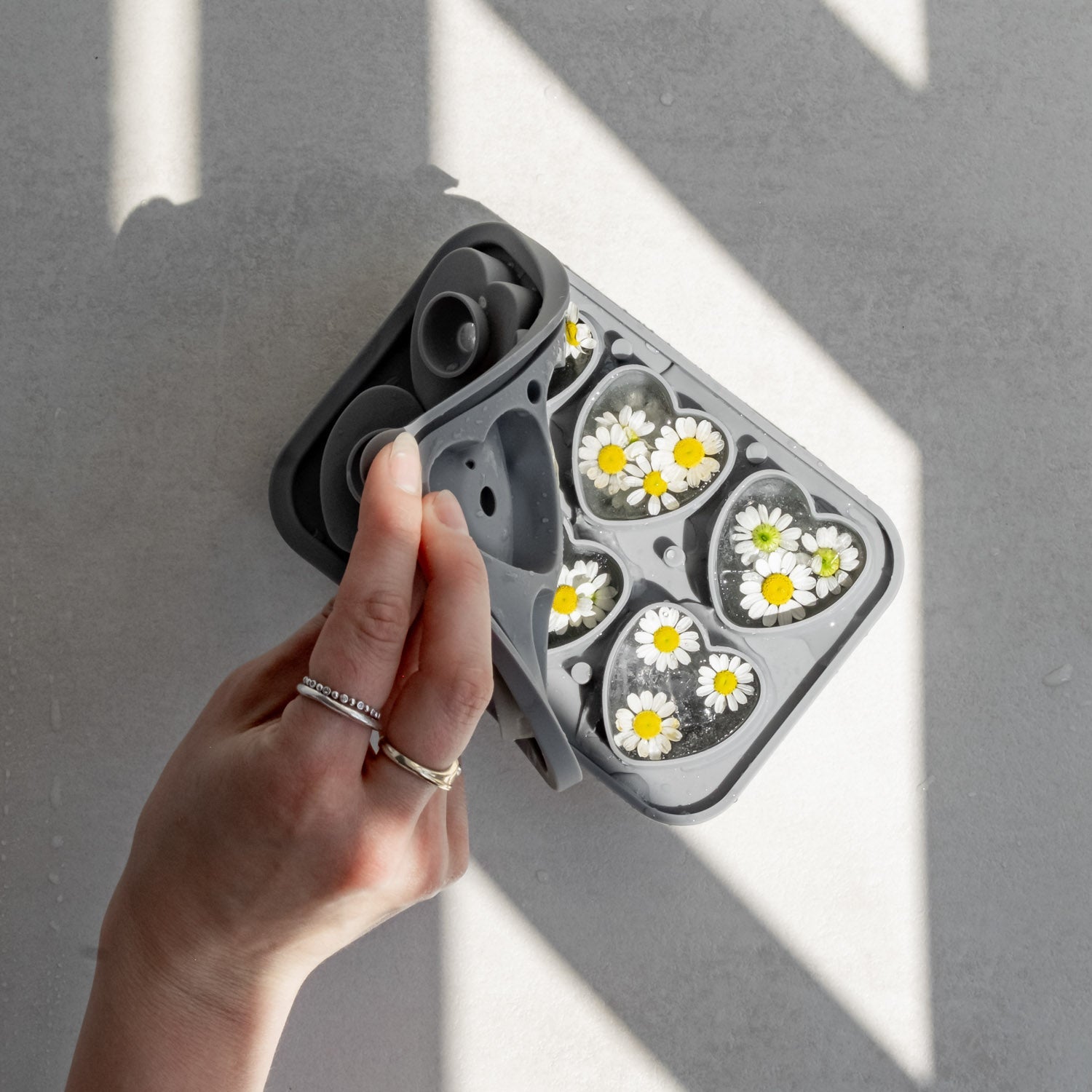 Eiswürfelform Herzen, grau