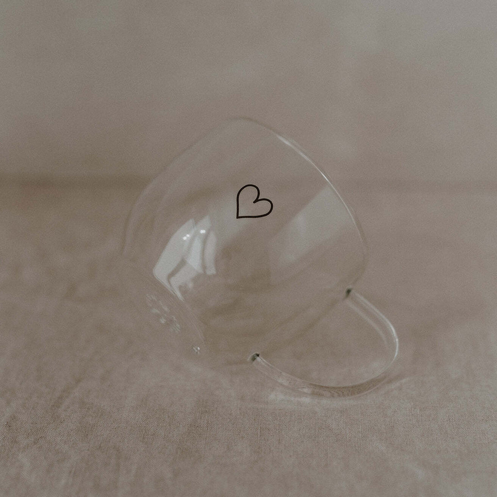 Eulenschnitt, doppelwandiges Herzglas, Teeglas