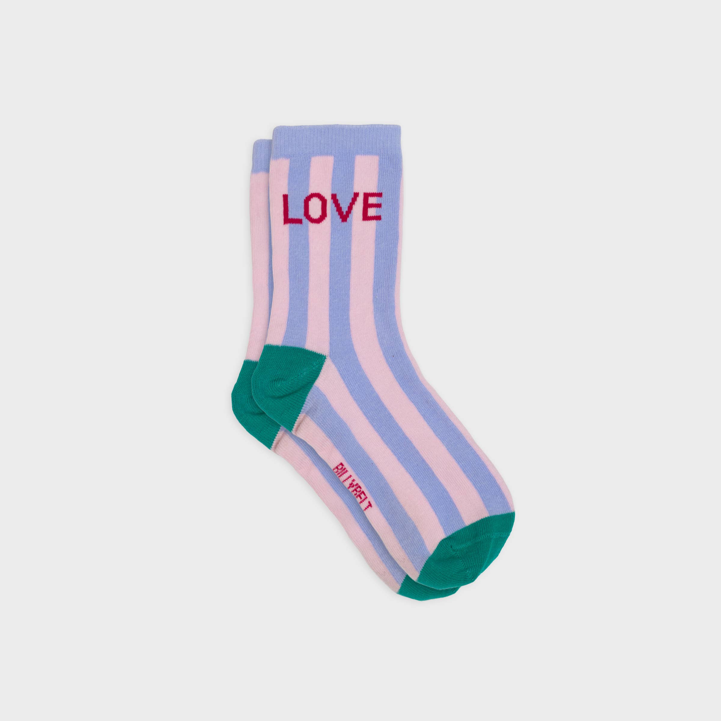 Socken, gestreift - lila/rosa/grün - Liebe