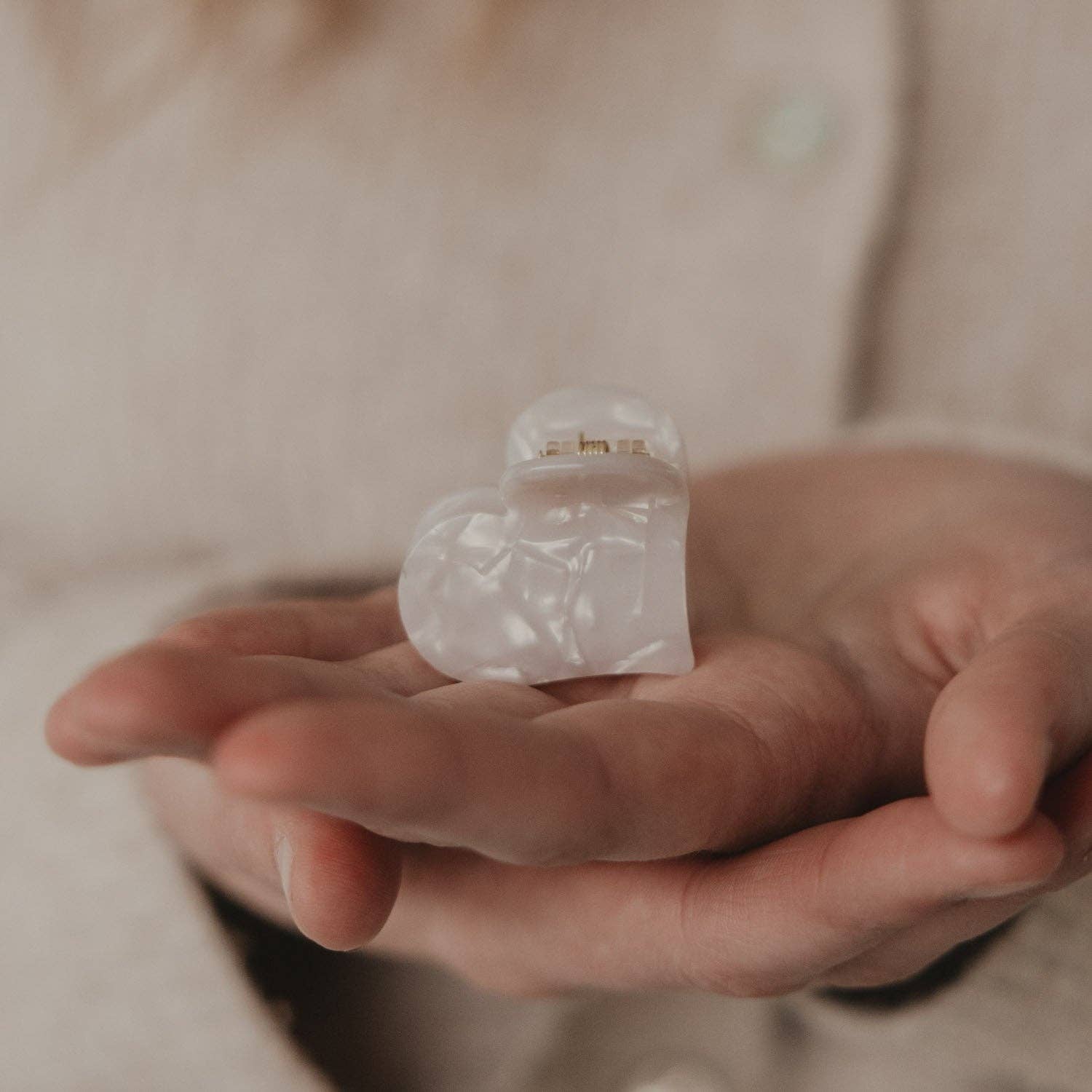 Haarspange Herzform groß Pearl
