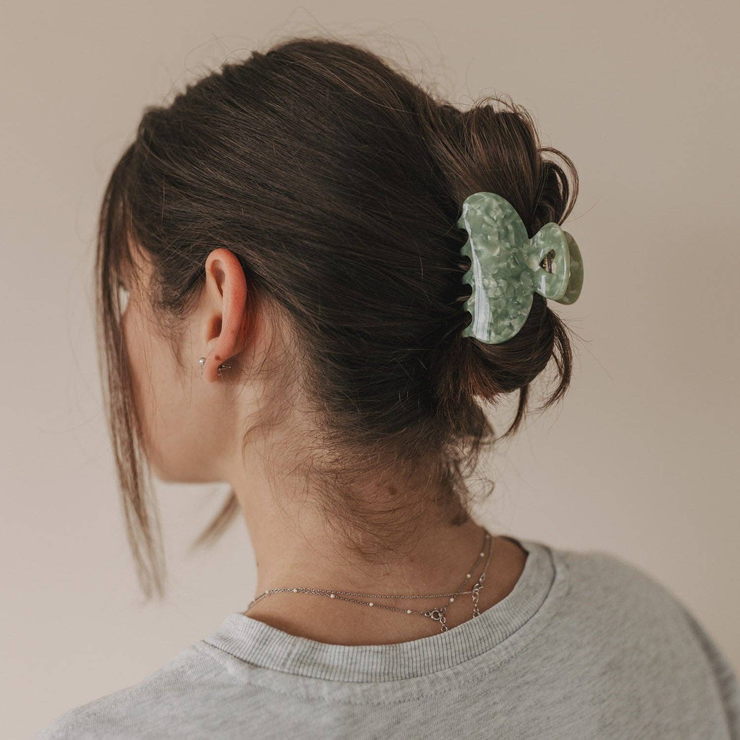 Haarspange groß Herz Jade