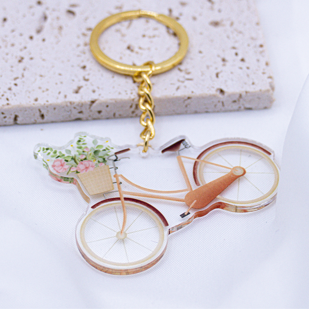 Schlüsselanhänger Fahrrad Blumenkorb Acryl - Geschenk Einzug