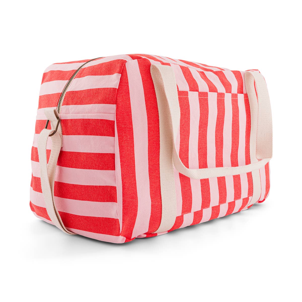 Reisetasche mit Streifen in Tomate/Candy Pink