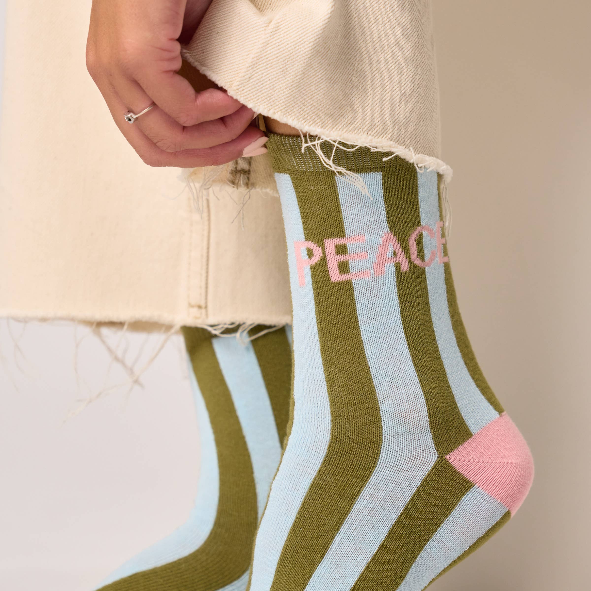 Socken, gestreift - navy/blau- Peace