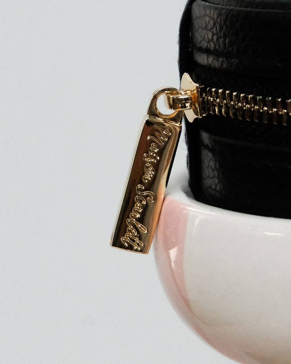 Schmuck-Reisebox, rund, aus PU-Leder