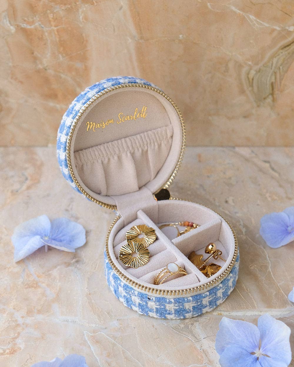 Reise-Schmuckkästchen im Hahnentrittmuster