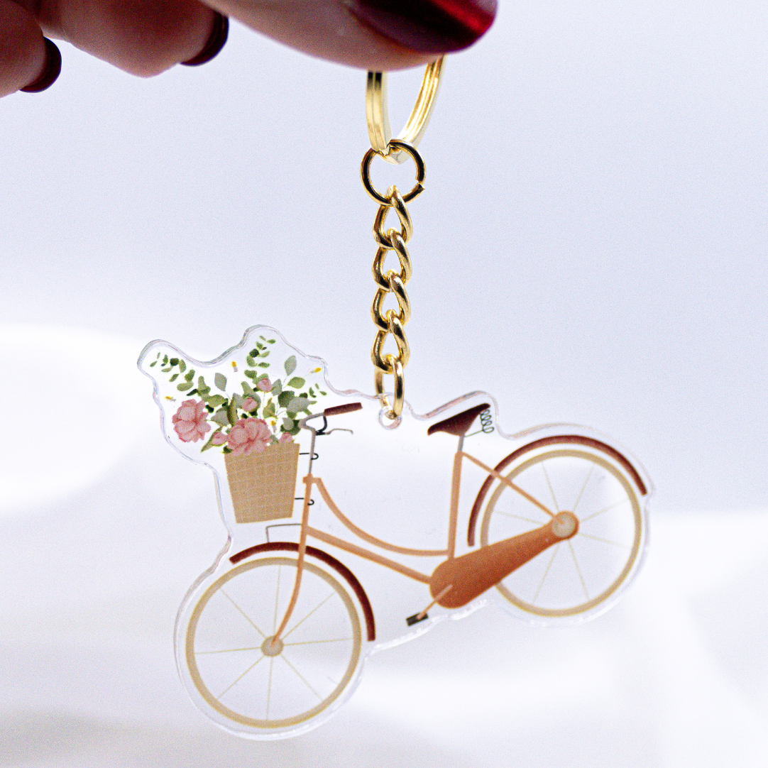 Schlüsselanhänger Fahrrad Blumenkorb Acryl - Geschenk Einzug
