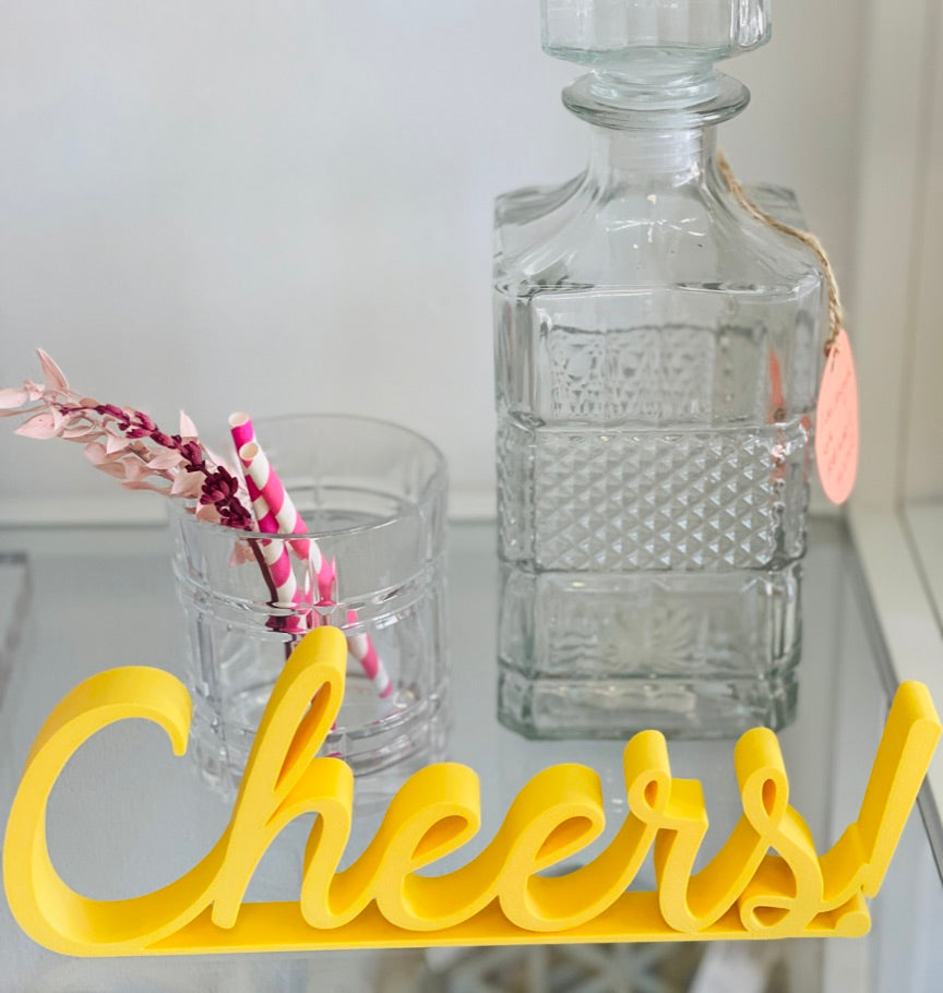 3D-Schriftzug "Cheers!", verschiedene Grössen & Farben