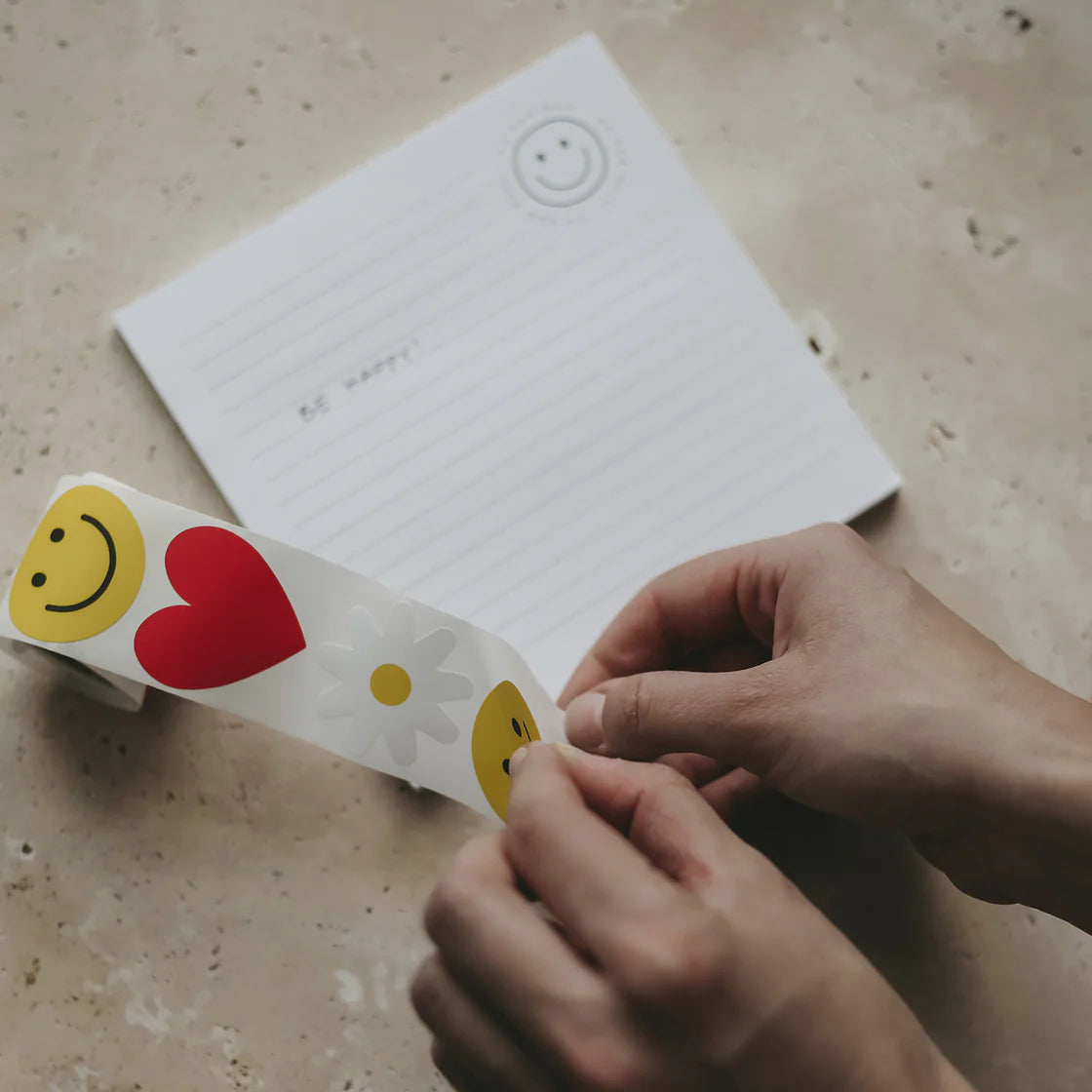 Aufkleberrolle Smiley, Herz, Daisy