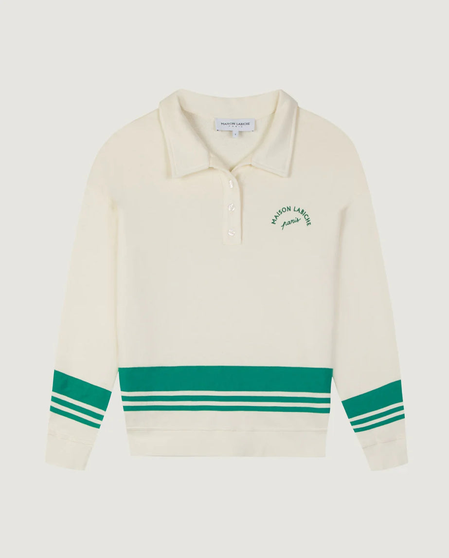 Polo-Sweatshirt, grün/beige, verschiedene Größen