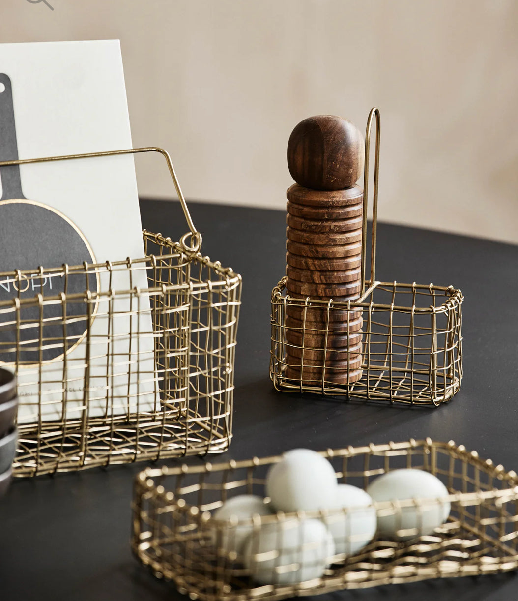 Aufbewahungskorb mit Griff, gold