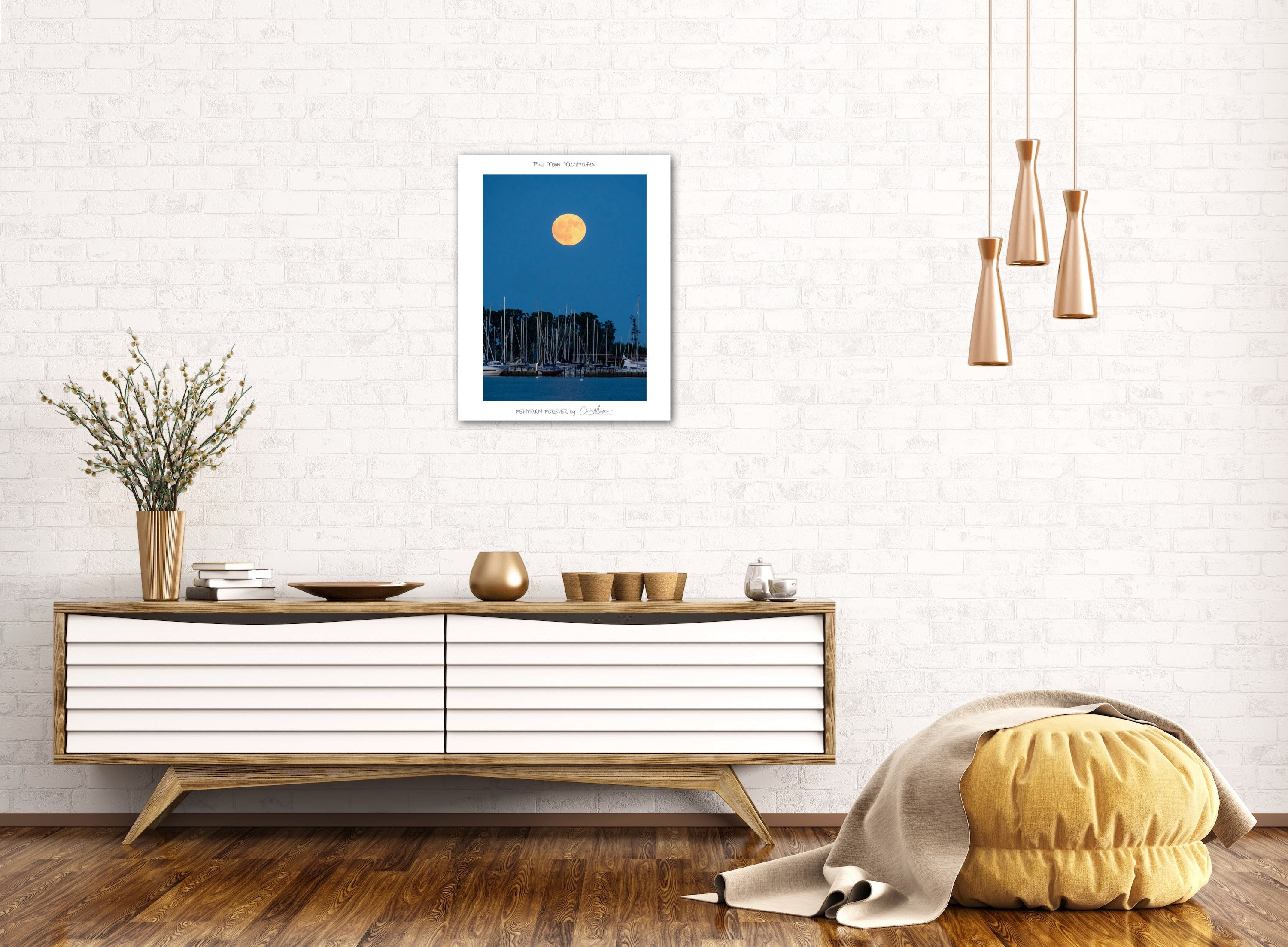 Full Moon Yachthafen - Poster - FF, Hochformat