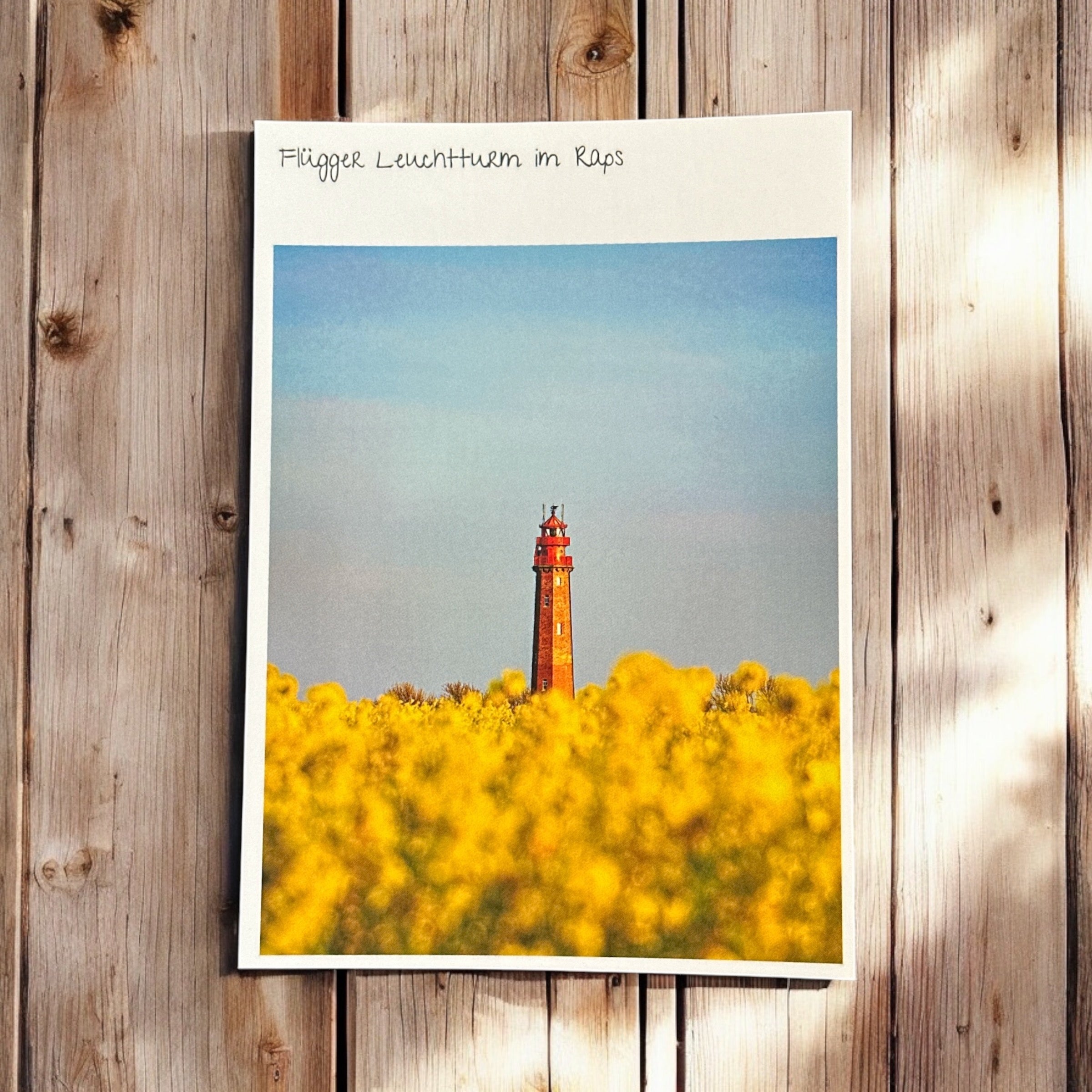 Postkarte "Flügger Leuchturm im Raps"