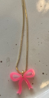 Halskette gold, Schleife, verschiedene Farben