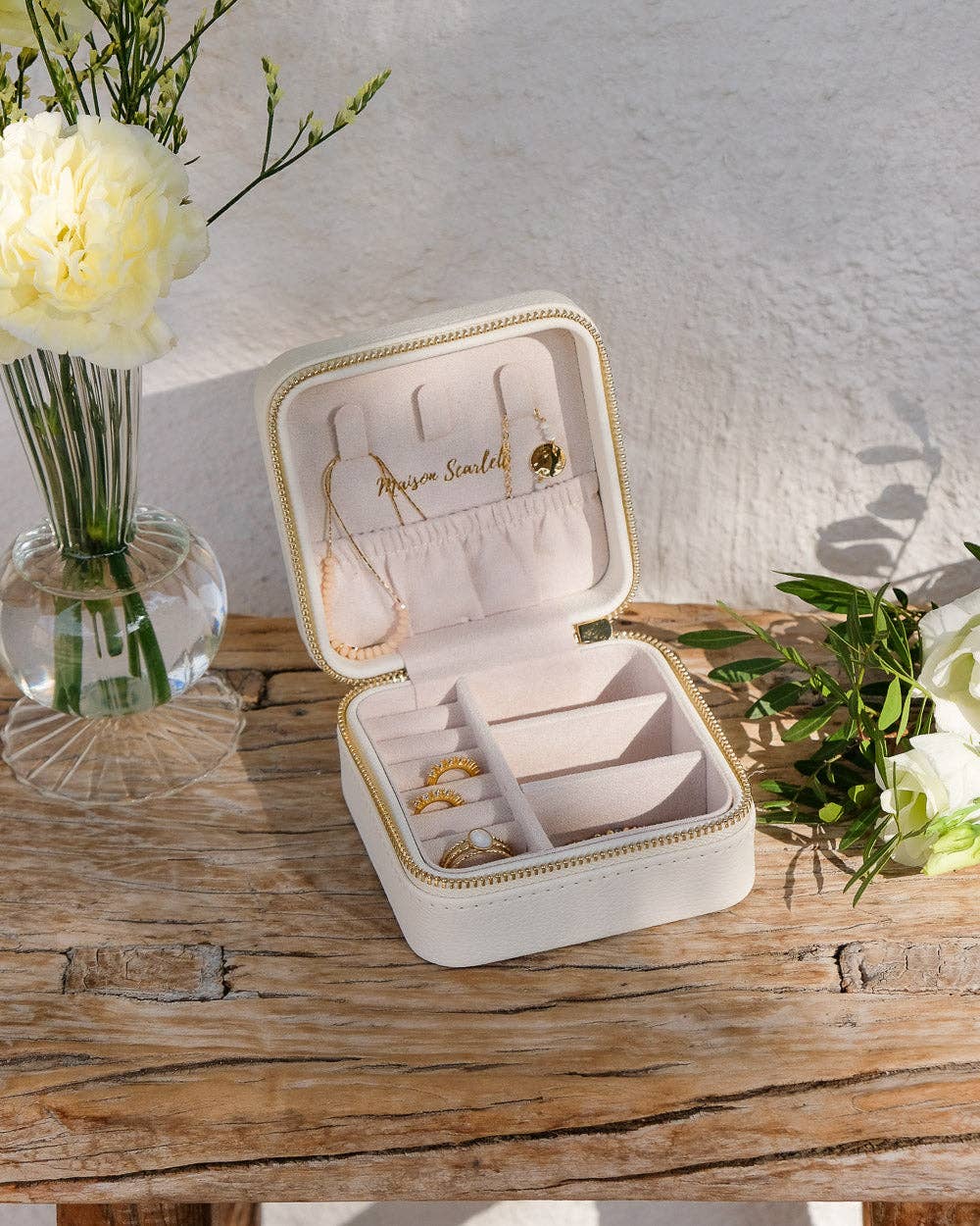 Reise-Schmuckbox, viereckig, aus PU_LEDER, verschiedene Farben