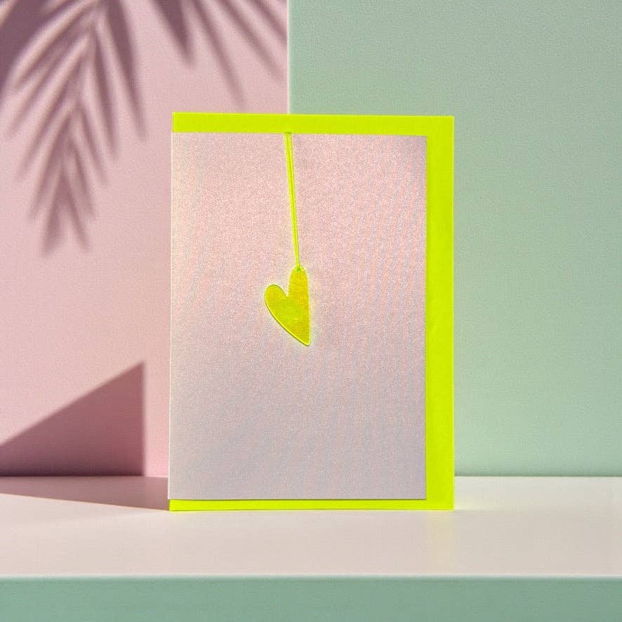 Häng mich glücklich * Herz neon gelb