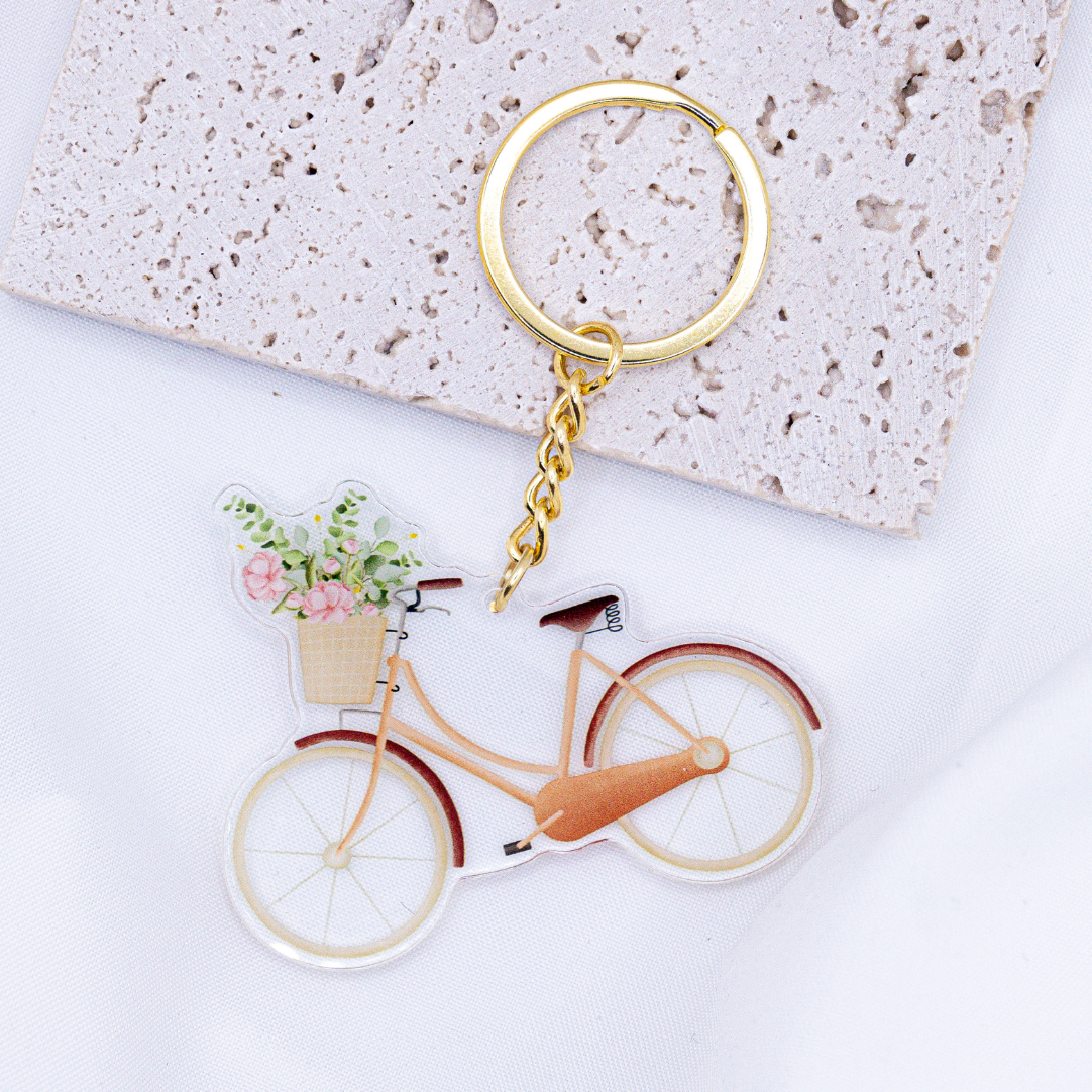 Schlüsselanhänger Fahrrad Blumenkorb Acryl - Geschenk Einzug