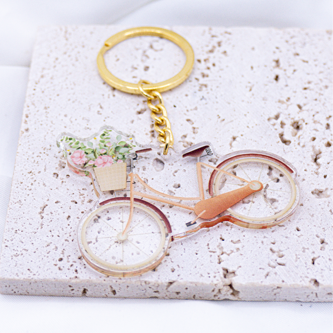 Schlüsselanhänger Fahrrad Blumenkorb Acryl - Geschenk Einzug