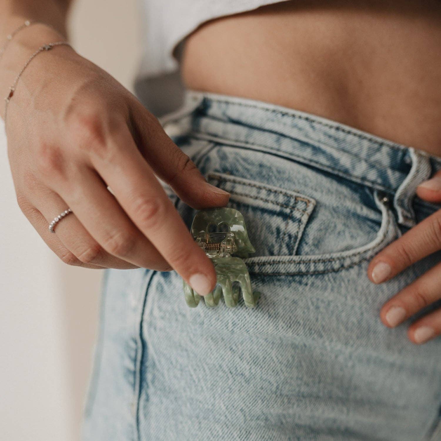 Haarspange klein Herz Jade