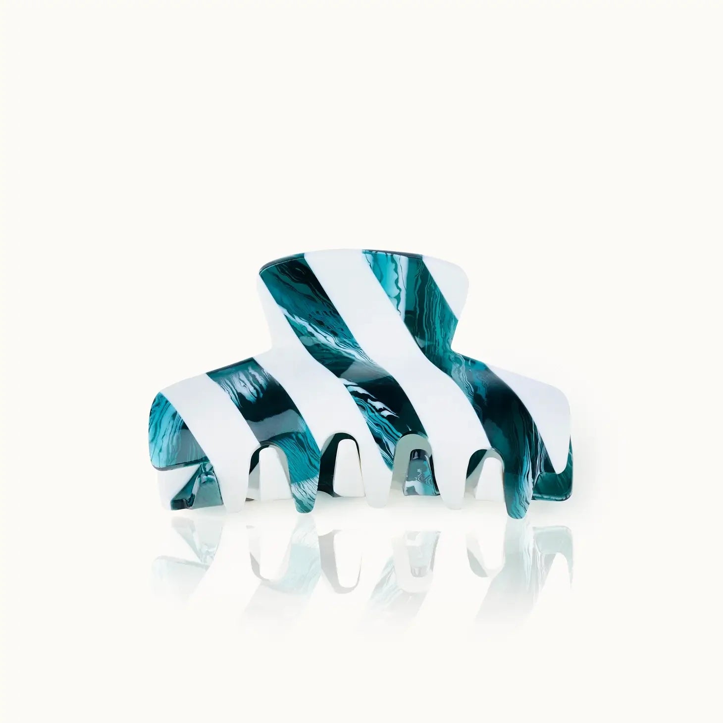 Hair Clip, petrol/weiss Streifen